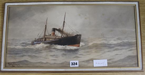 William Henry Pearson, watercolour, Off the Coastrims, signed, 24 x 49cm